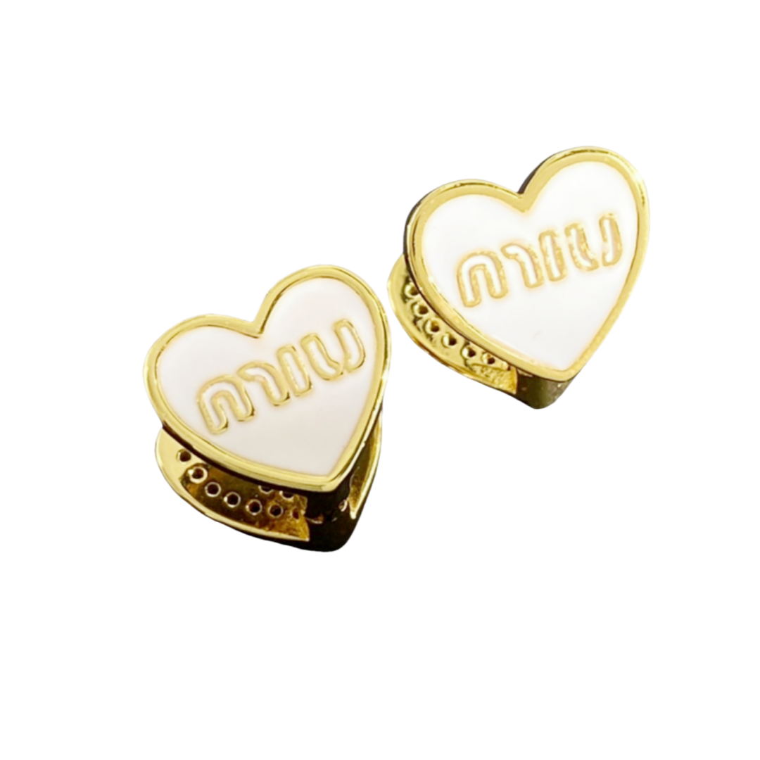 MME030 Miu miu heart earrings clip in Double face - ccjewelryacc