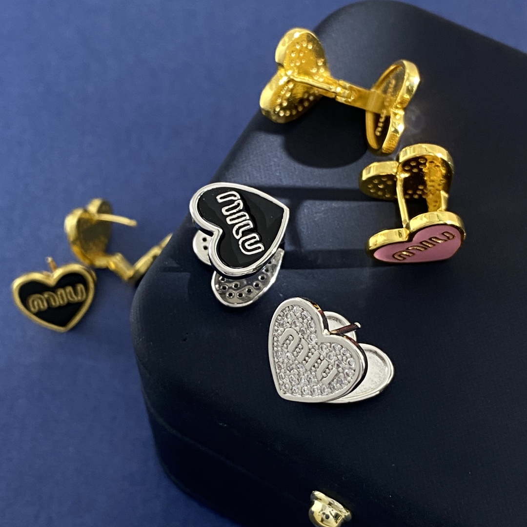 MME030 Miu miu heart earrings clip in Double face - ccjewelryacc