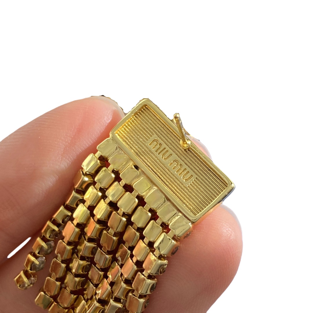 MME031 Miu miu crystal tassels earring - ccjewelryacc