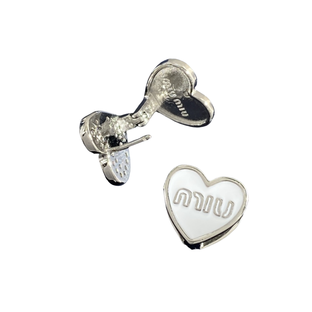 MME030 Miu miu heart earrings clip in Double face - ccjewelryacc