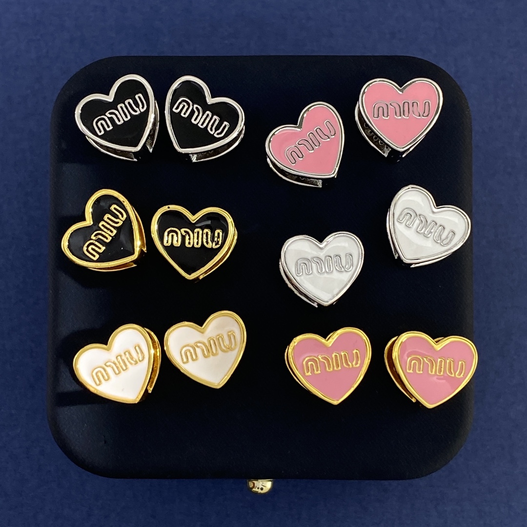 MME030 Miu miu heart earrings clip in Double face - ccjewelryacc