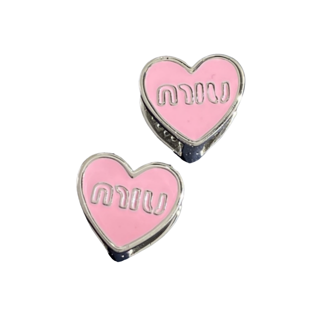 MME030 Miu miu heart earrings clip in Double face - ccjewelryacc