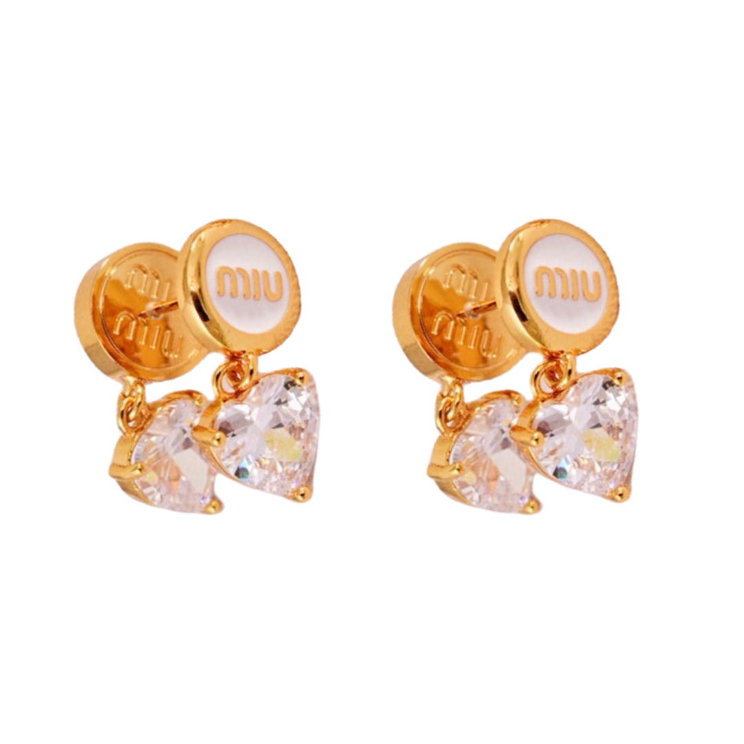 MME019 Miu miu crystal heart drop earrings - ccjewelryacc