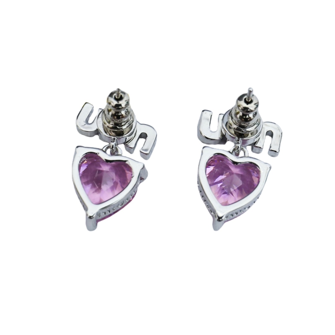 MME050 Miu miu Pink crystal heart drop earrings - ccjewelryacc