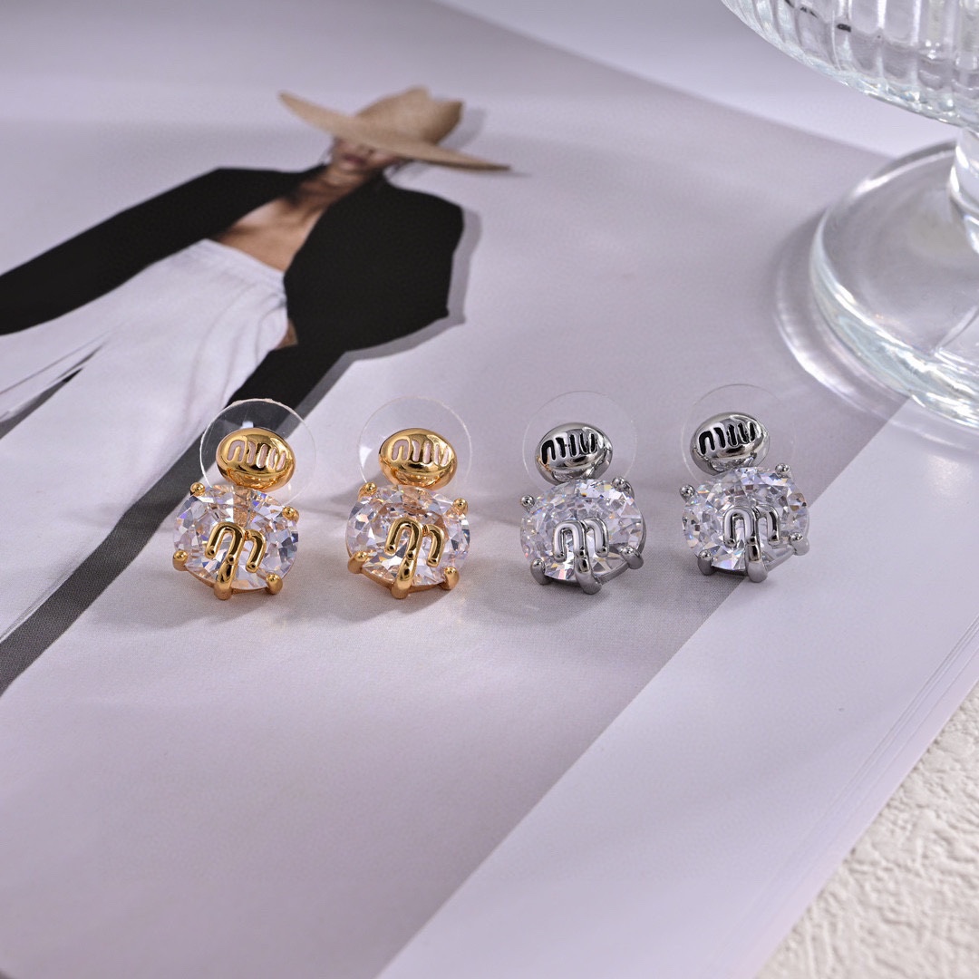 MME039 Miu miu M diamond stud earrings - ccjewelryacc