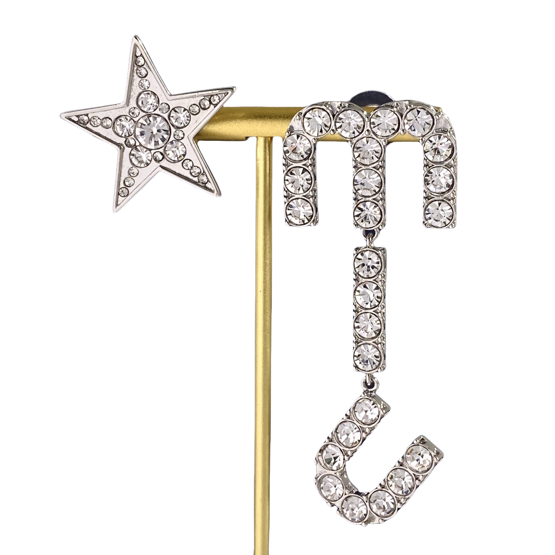 MME035 Crystal Miu and Star asymmetric Stud Earring - ccjewelryacc