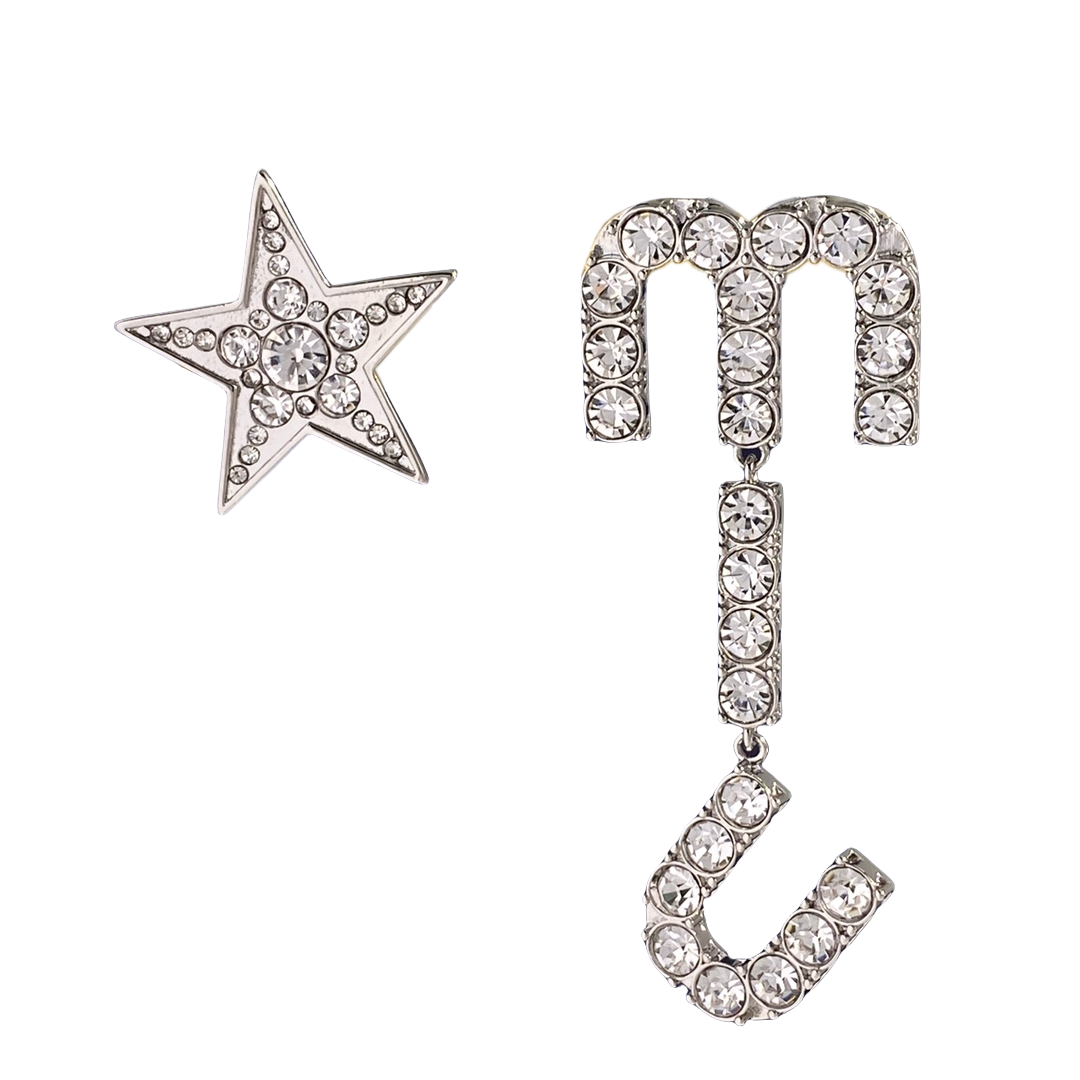 MME035 Crystal Miu and Star asymmetric Stud Earring - ccfashionjewelry