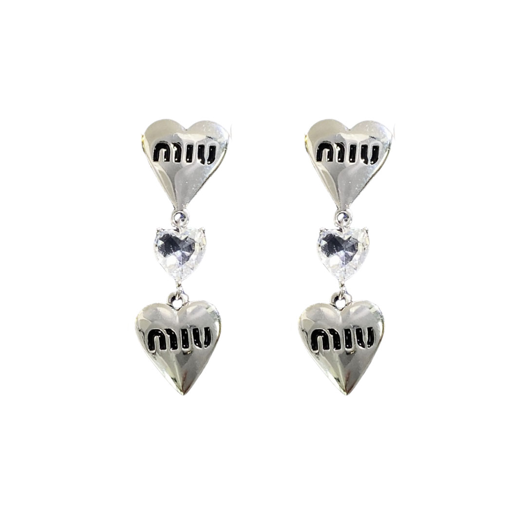 MME042 Metal Miu miu heart drop earrings - ccjewelryacc