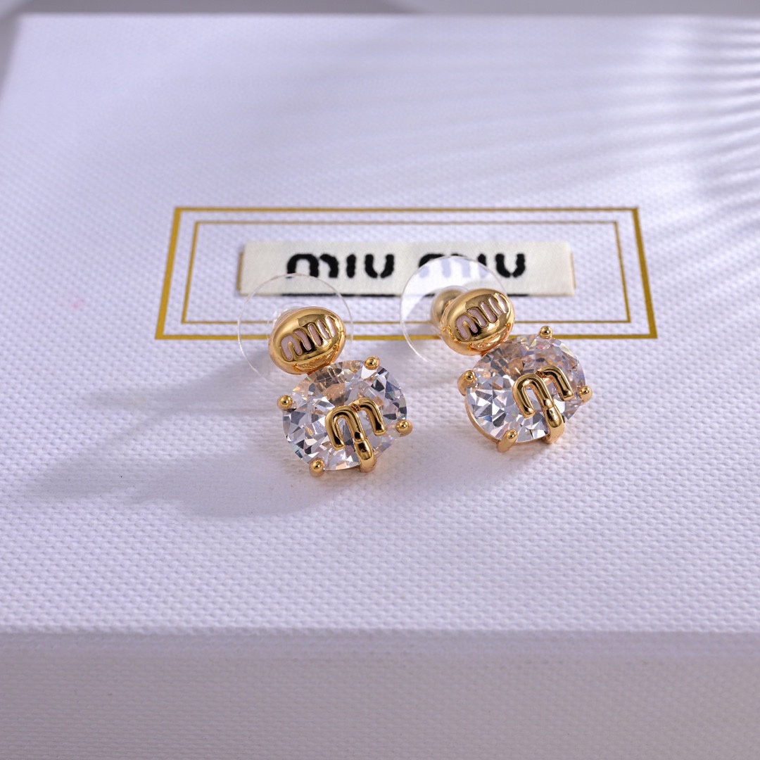 MME039 Miu miu M diamond stud earrings - ccjewelryacc