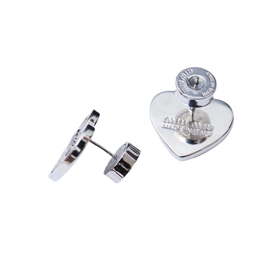 MME053 Miu miu crystal heart stud earrings - ccjewelryacc