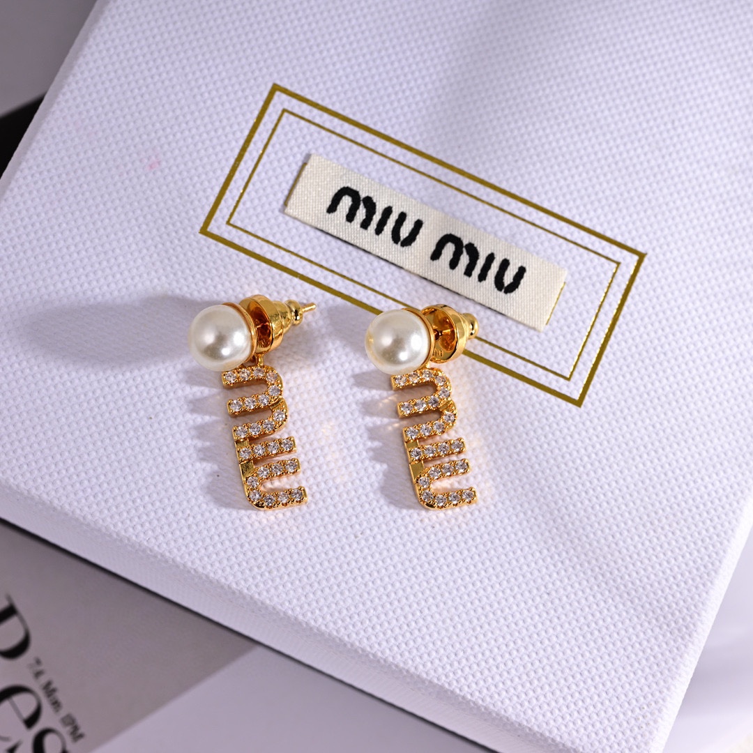 MME044 Miu miu crystal drop earrings - ccjewelryacc