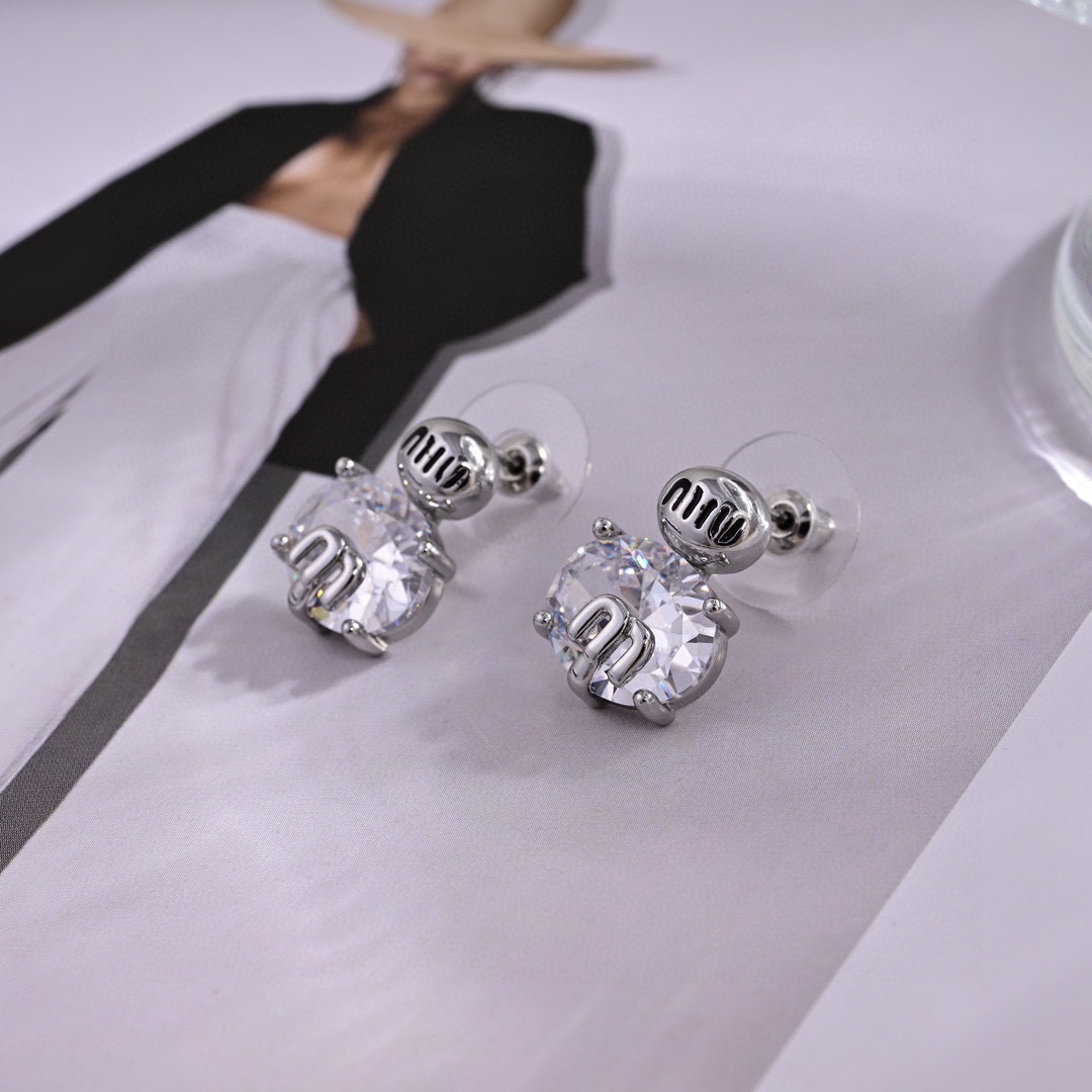 MME039 Miu miu M diamond stud earrings - ccjewelryacc