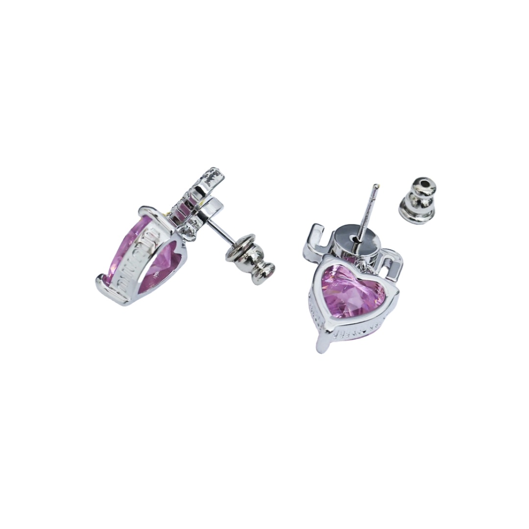 MME050 Miu miu Pink crystal heart drop earrings - ccjewelryacc