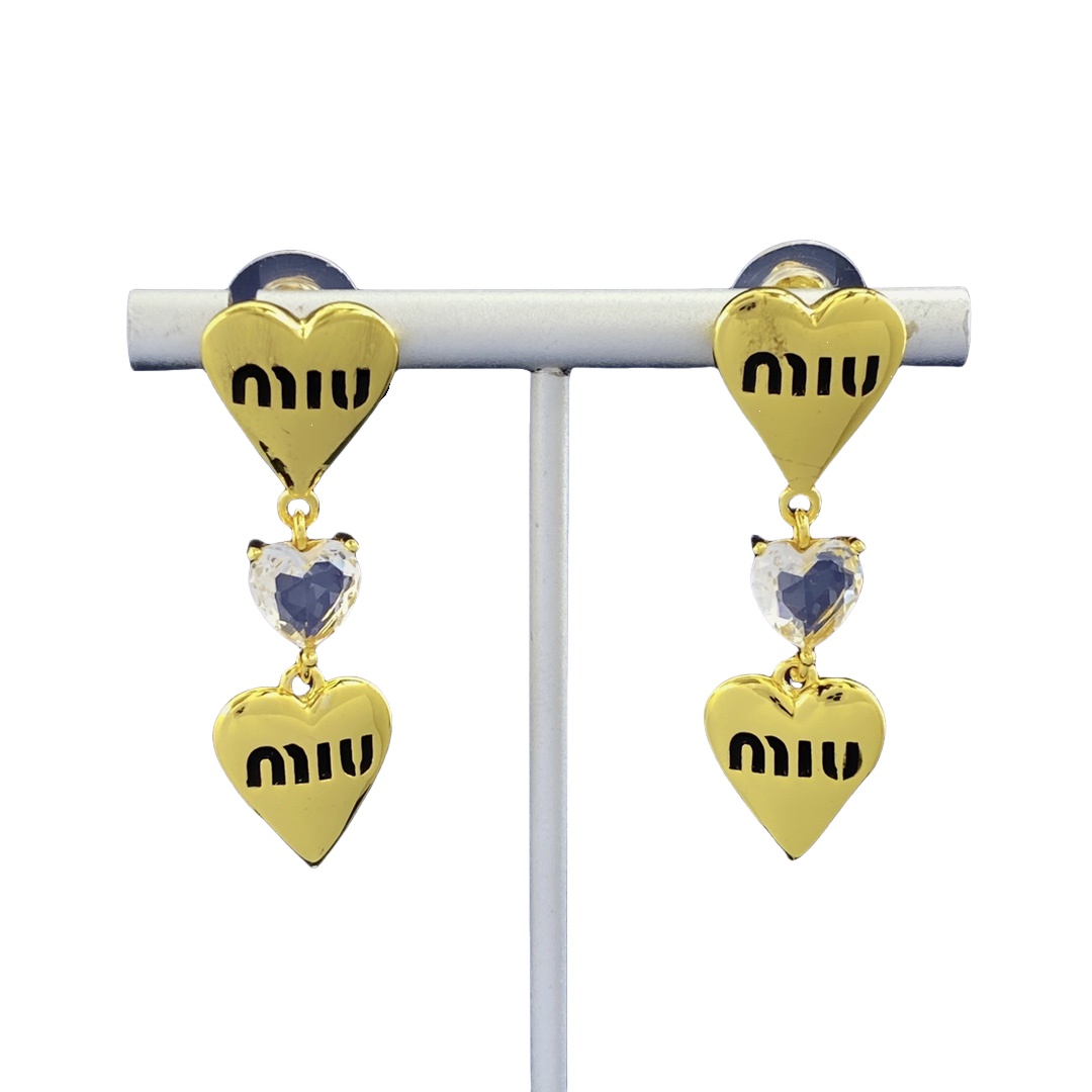 MME042 Metal Miu miu heart drop earrings - ccjewelryacc
