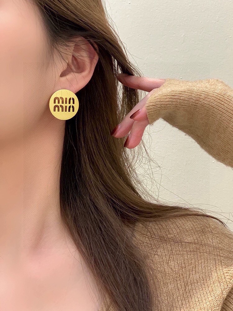 MME054 Miu miu hollow round stud earring - ccjewelryacc