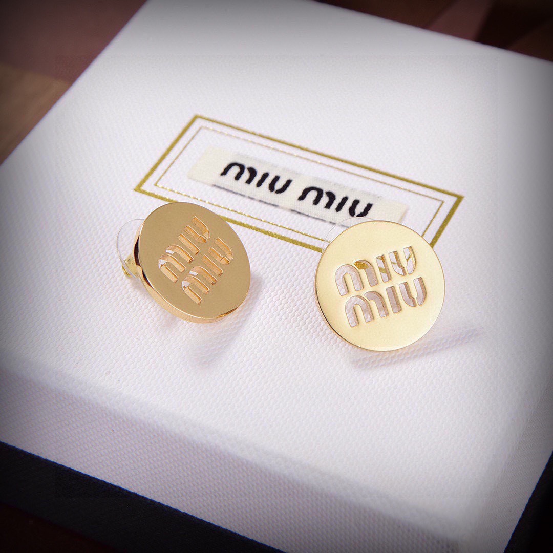 MME054 Miu miu hollow round stud earring - ccjewelryacc