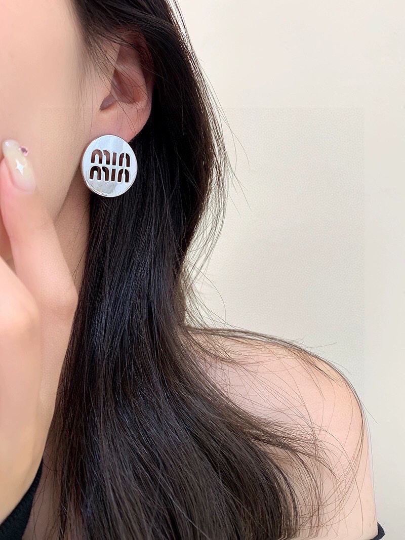 MME054 Miu miu hollow round stud earring - ccjewelryacc