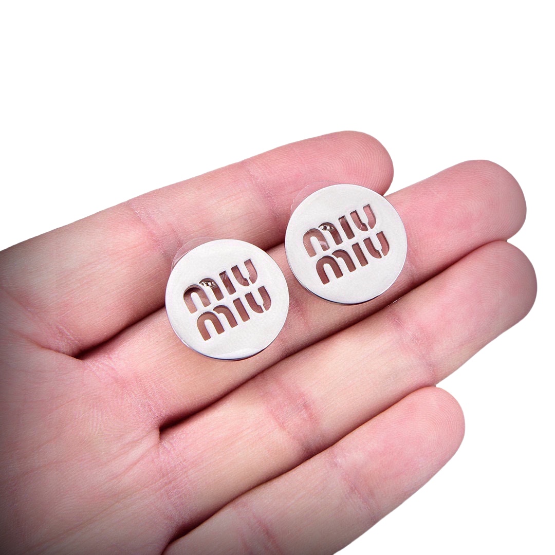 MME054 Miu miu hollow round stud earring - ccjewelryacc