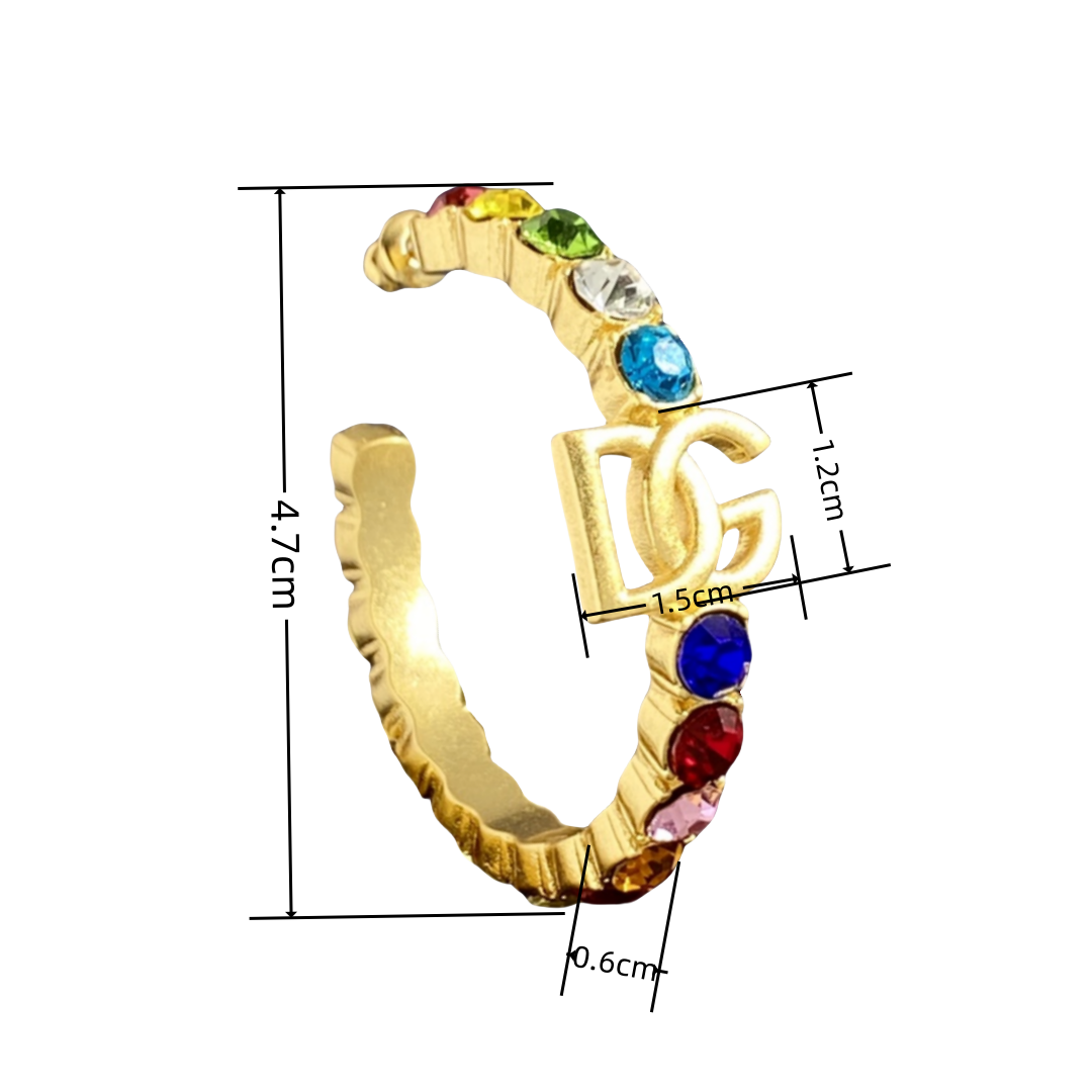 DGE014 Dolce and gabbana gold hoop earrings with colorful crystal - ccjewelryacc