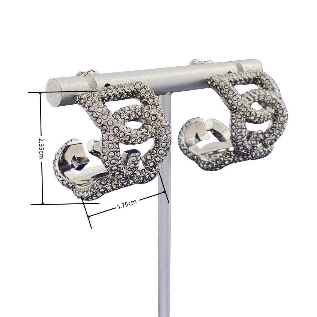 DGE029 Dolce gabbana hoop earrings in metal and crystal - ccjewelryacc