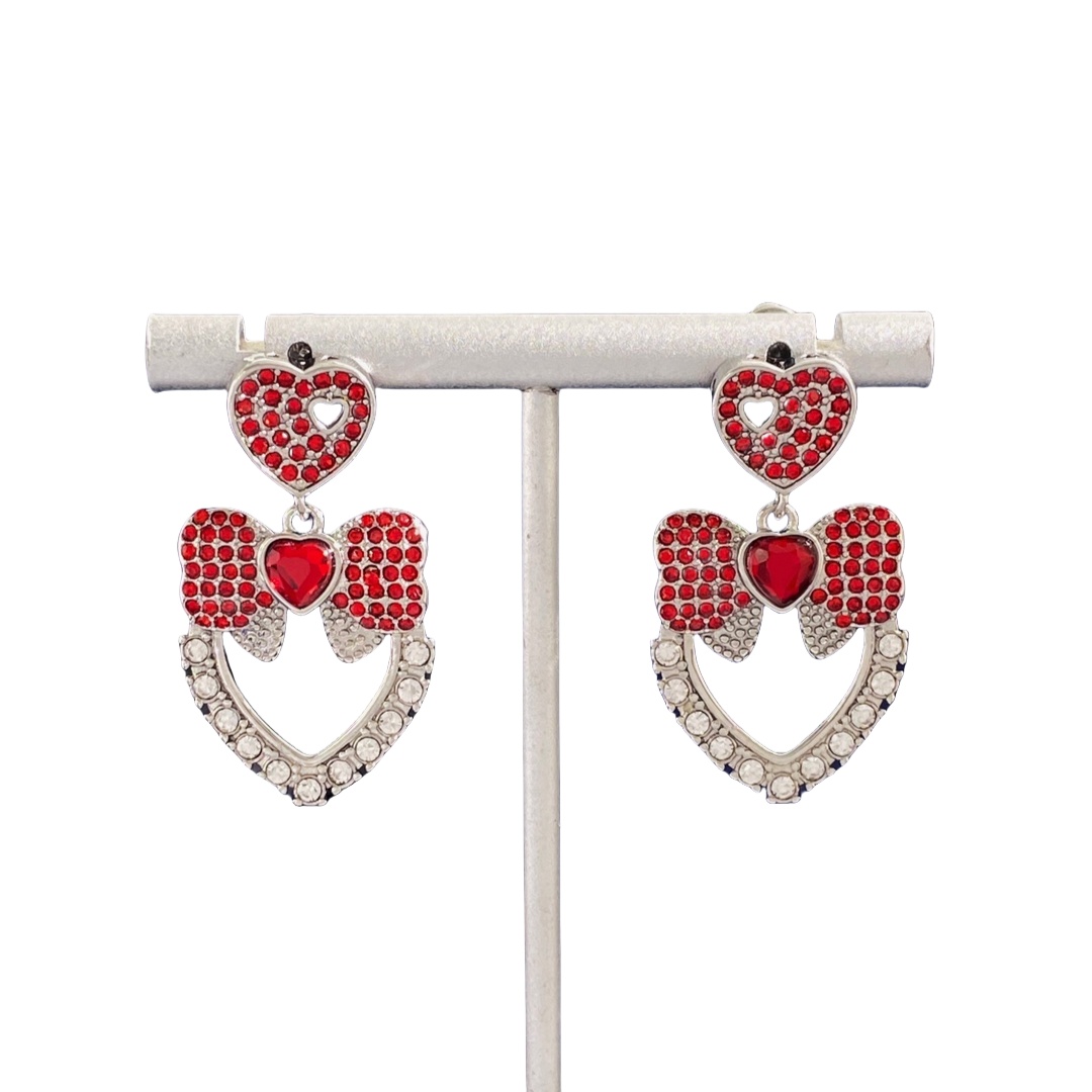 DGE032 DOLCE & Gabbana bow Heart logo drop earrings - ccjewelryacc
