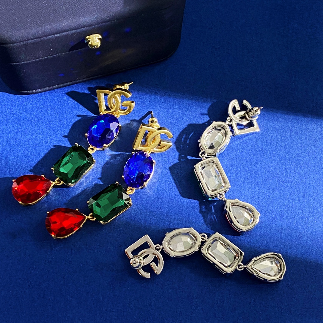 DGE013 Multicolor zircon dolce and gabbana drop earrings - ccjewelryacc