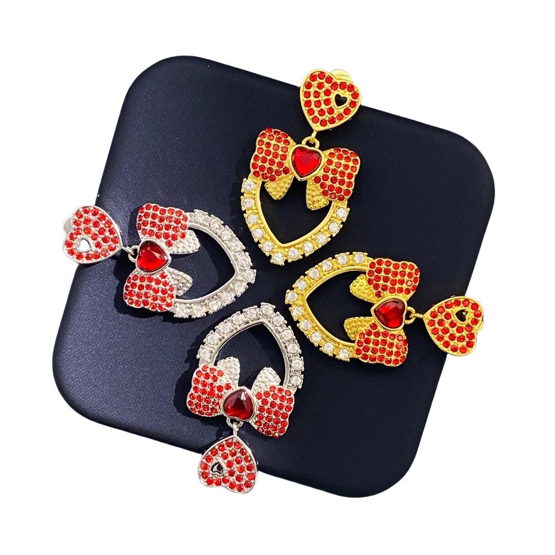 DGE032 DOLCE & Gabbana bow Heart logo drop earrings - ccjewelryacc
