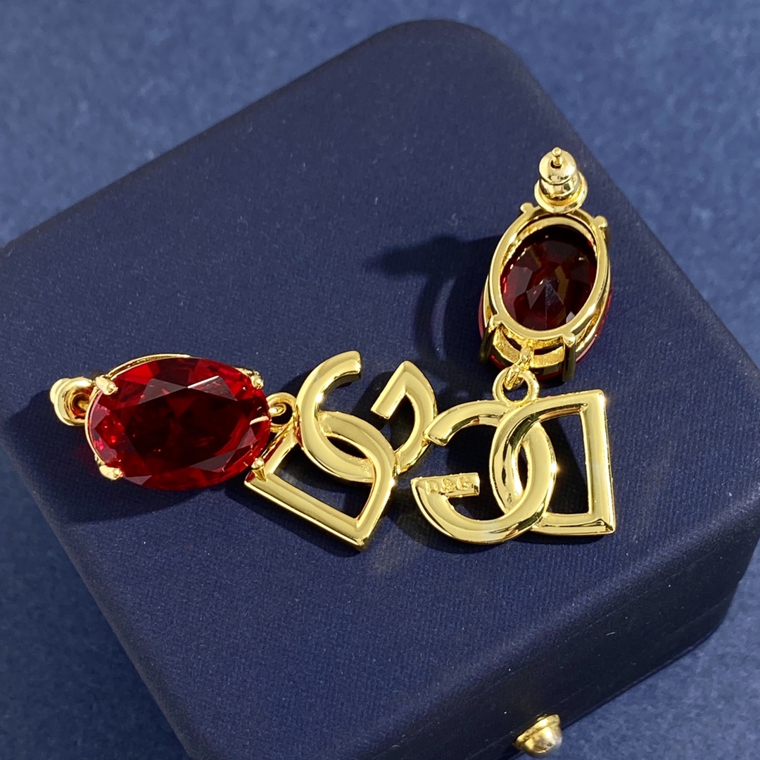 DGE017 Oval Blue rhinestone drop DG Earrings - ccjewelryacc