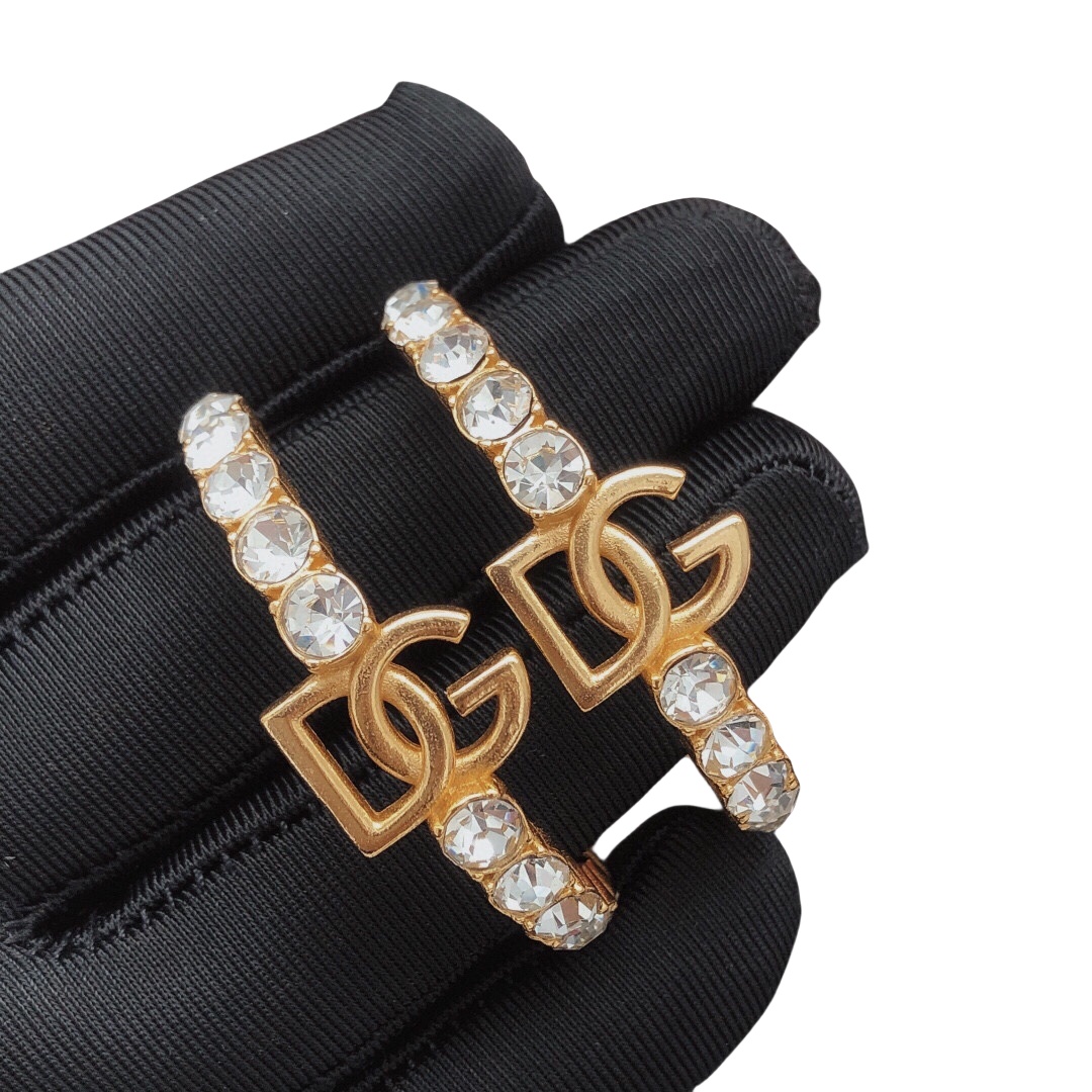 DGE014 Dolce and gabbana gold hoop earrings with colorful crystal - ccjewelryacc