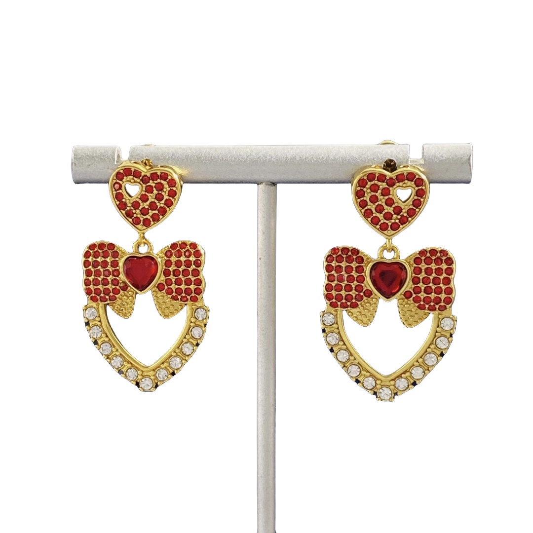 DGE032 DOLCE & Gabbana bow Heart logo drop earrings - ccjewelryacc