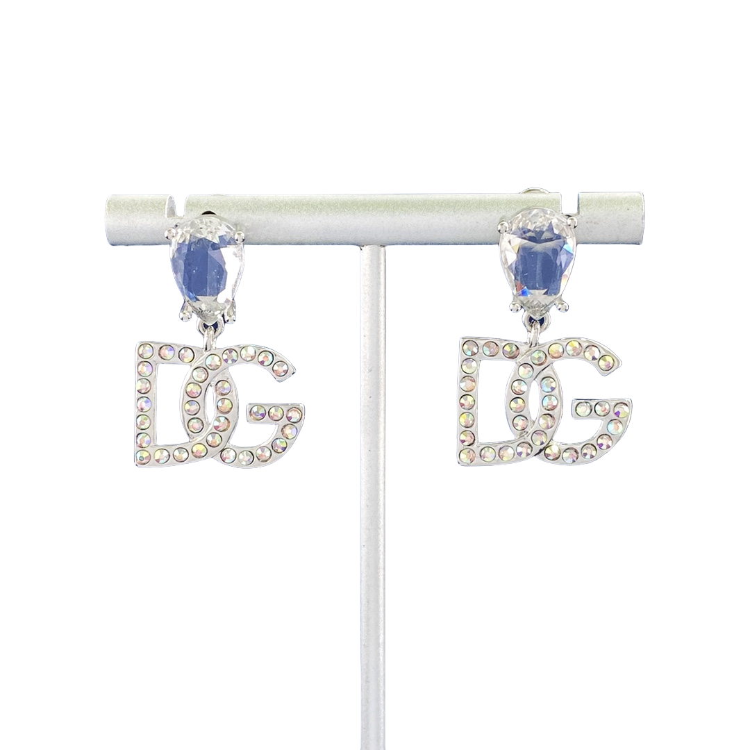 DGE035 Red & black &white stone With color diamond DG logo drop earrings - ccjewelryacc