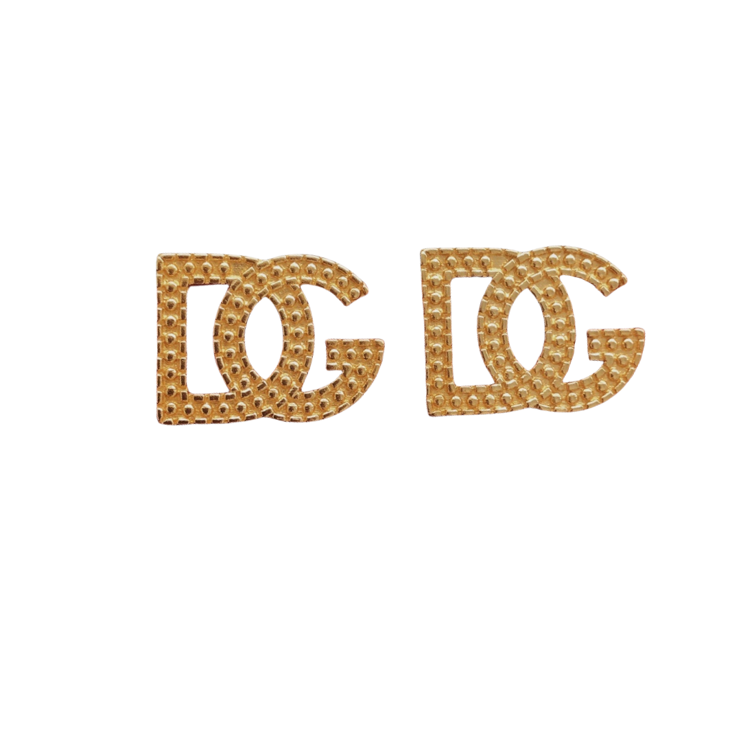 DGE040 Metal Gold DG logo earrings - ccjewelryacc