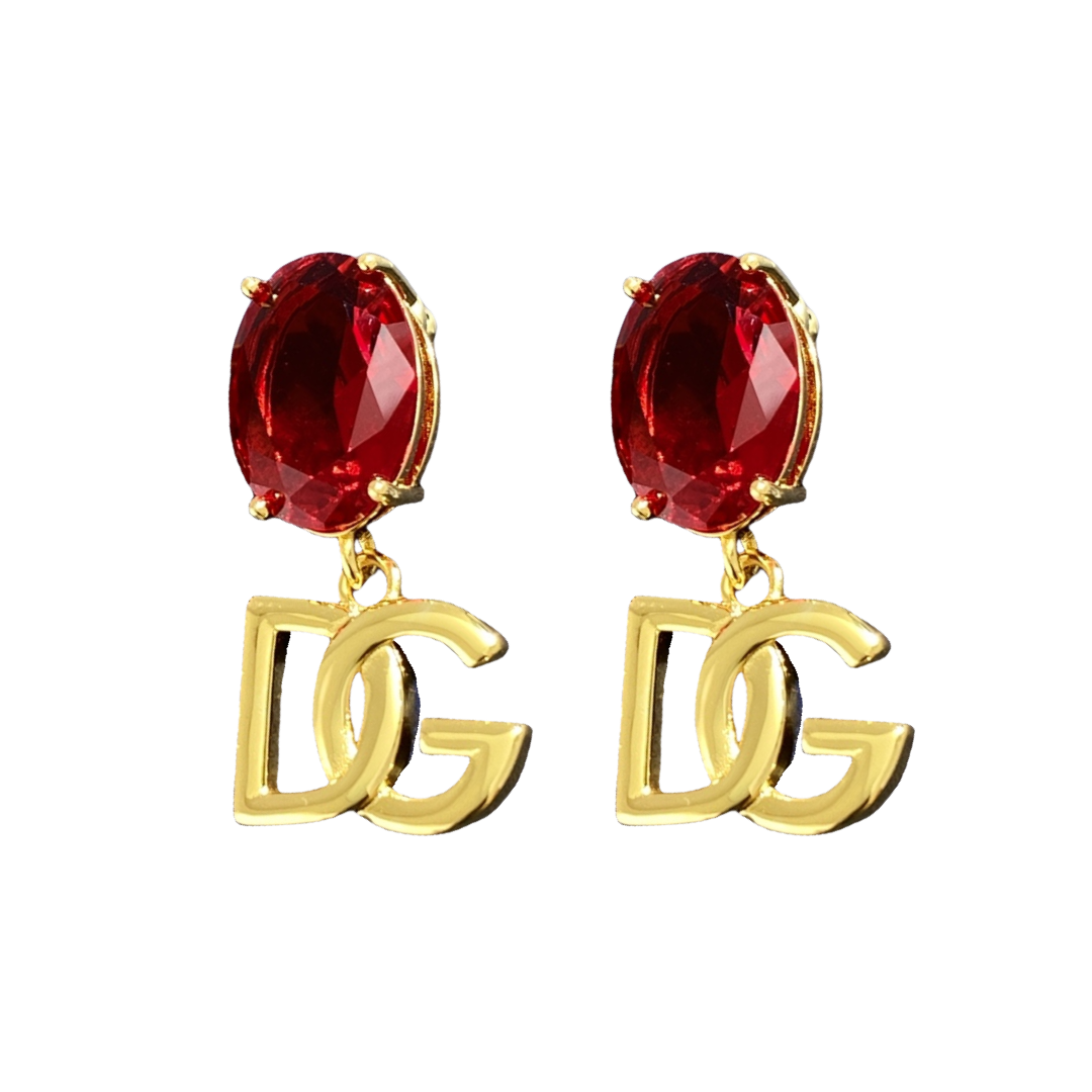 DGE017 Oval Blue rhinestone drop DG Earrings - ccjewelryacc