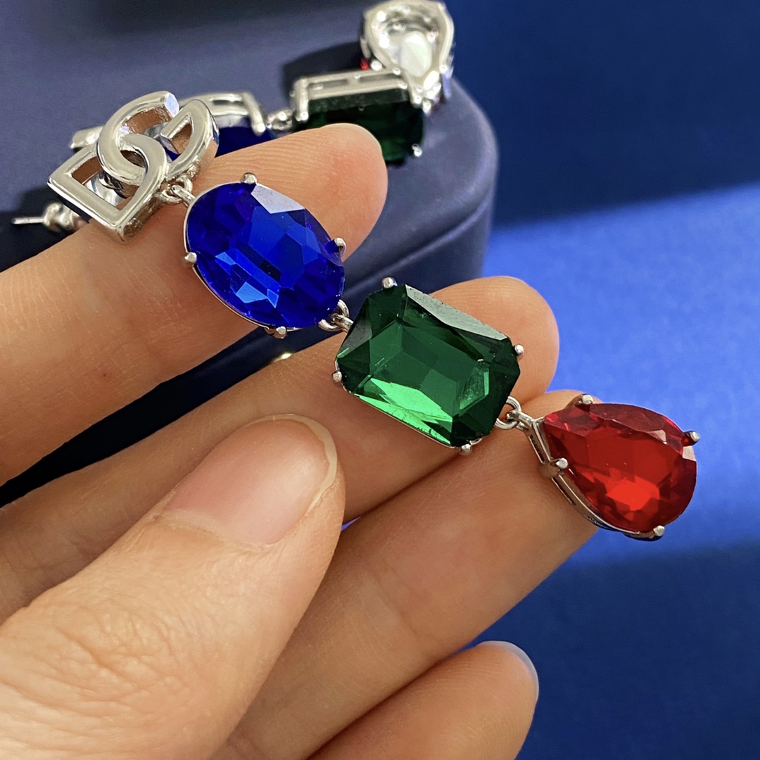 DGE013 Multicolor zircon dolce and gabbana drop earrings - ccjewelryacc
