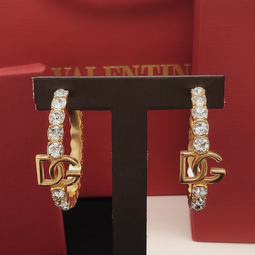 DGE014 Dolce and gabbana gold hoop earrings with colorful crystal - ccjewelryacc
