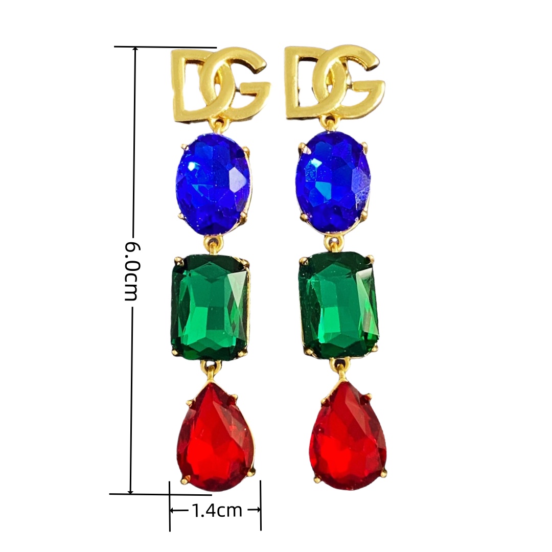 DGE013 Multicolor zircon dolce and gabbana drop earrings - ccjewelryacc