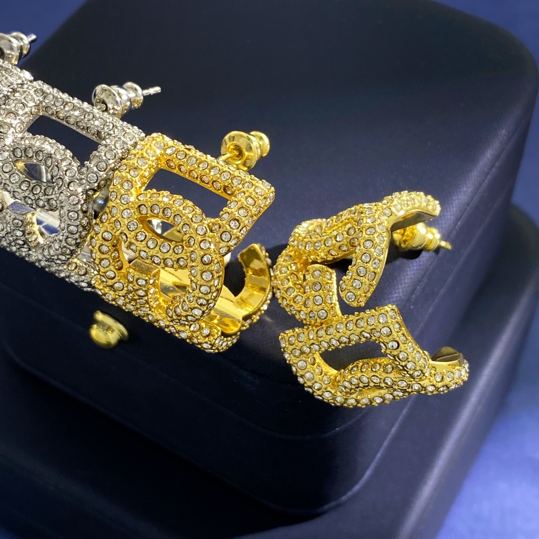 DGE029 Dolce gabbana hoop earrings in metal and crystal - ccjewelryacc