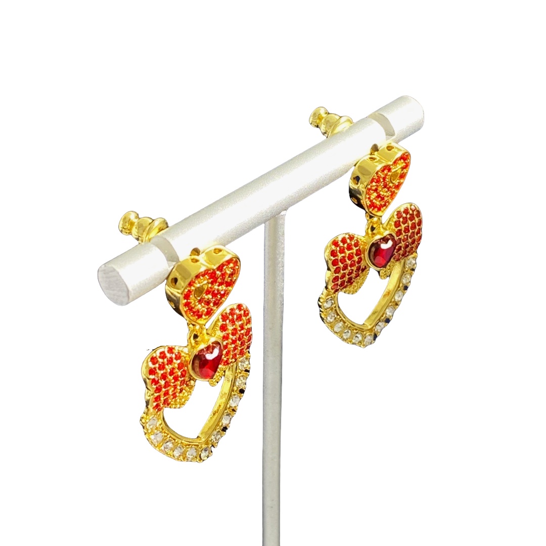 DGE032 DOLCE & Gabbana bow Heart logo drop earrings - ccjewelryacc