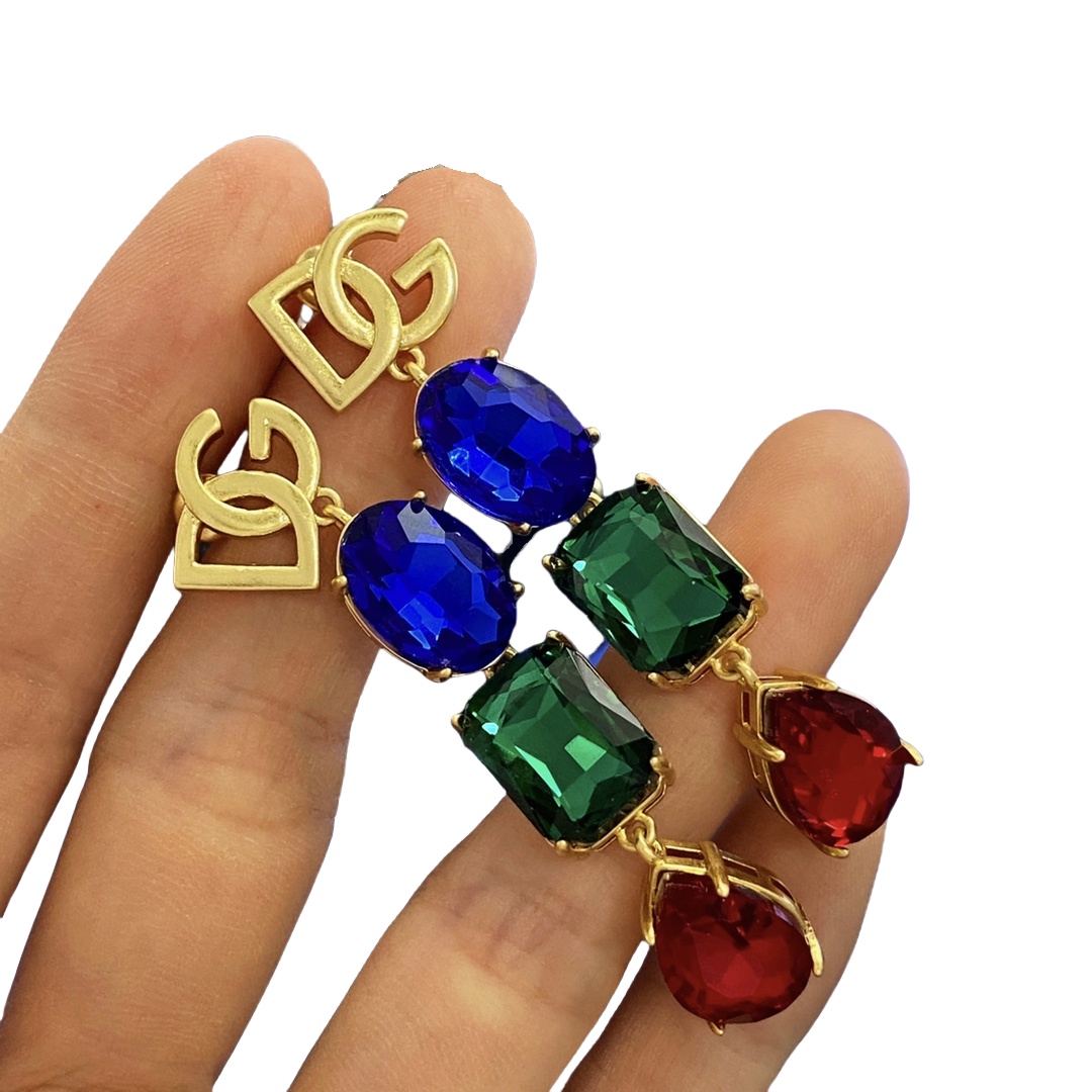DGE013 Multicolor zircon dolce and gabbana drop earrings - ccjewelryacc