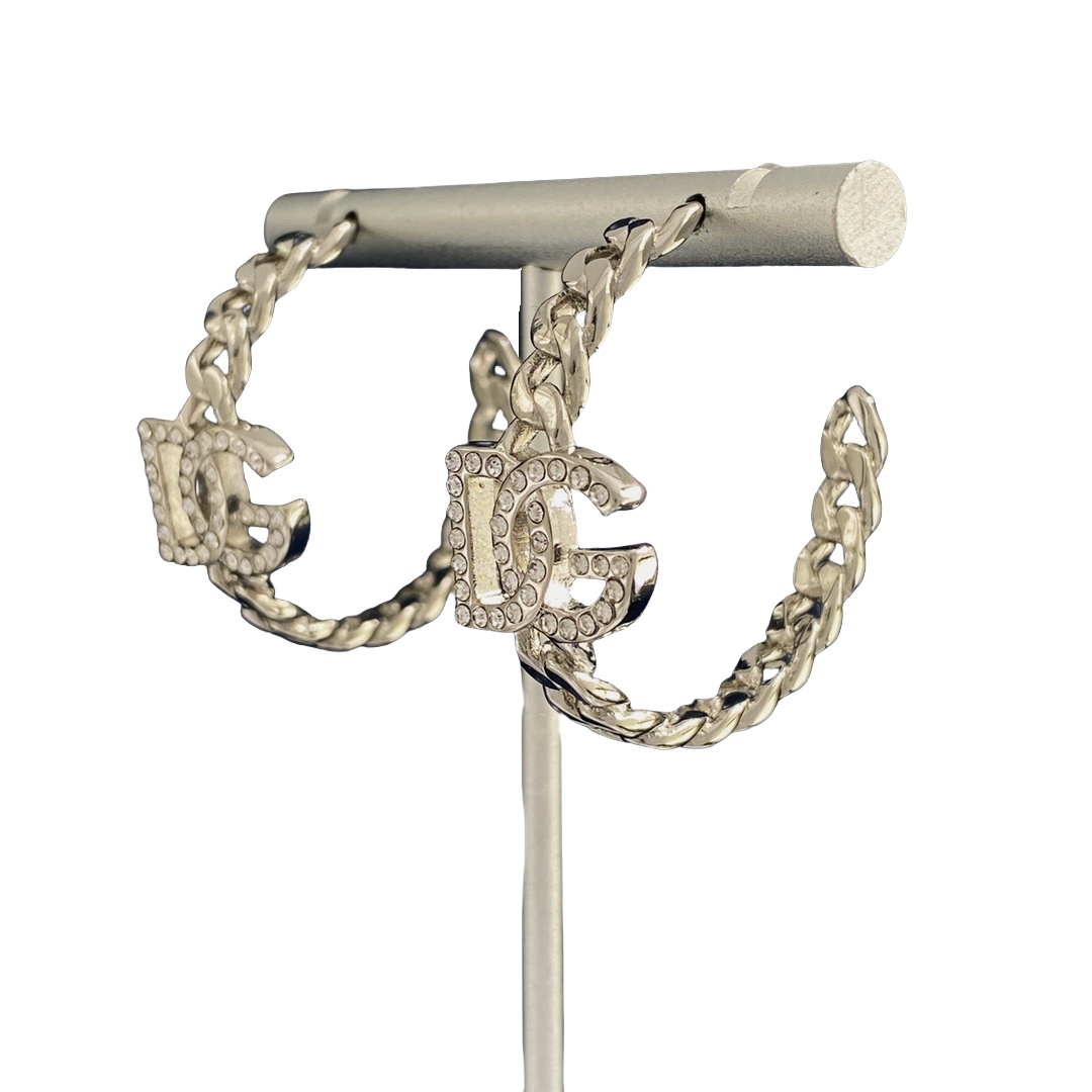 DGE047 Dolce gabbana Hoop earrings in metal and crytal - ccjewelryacc
