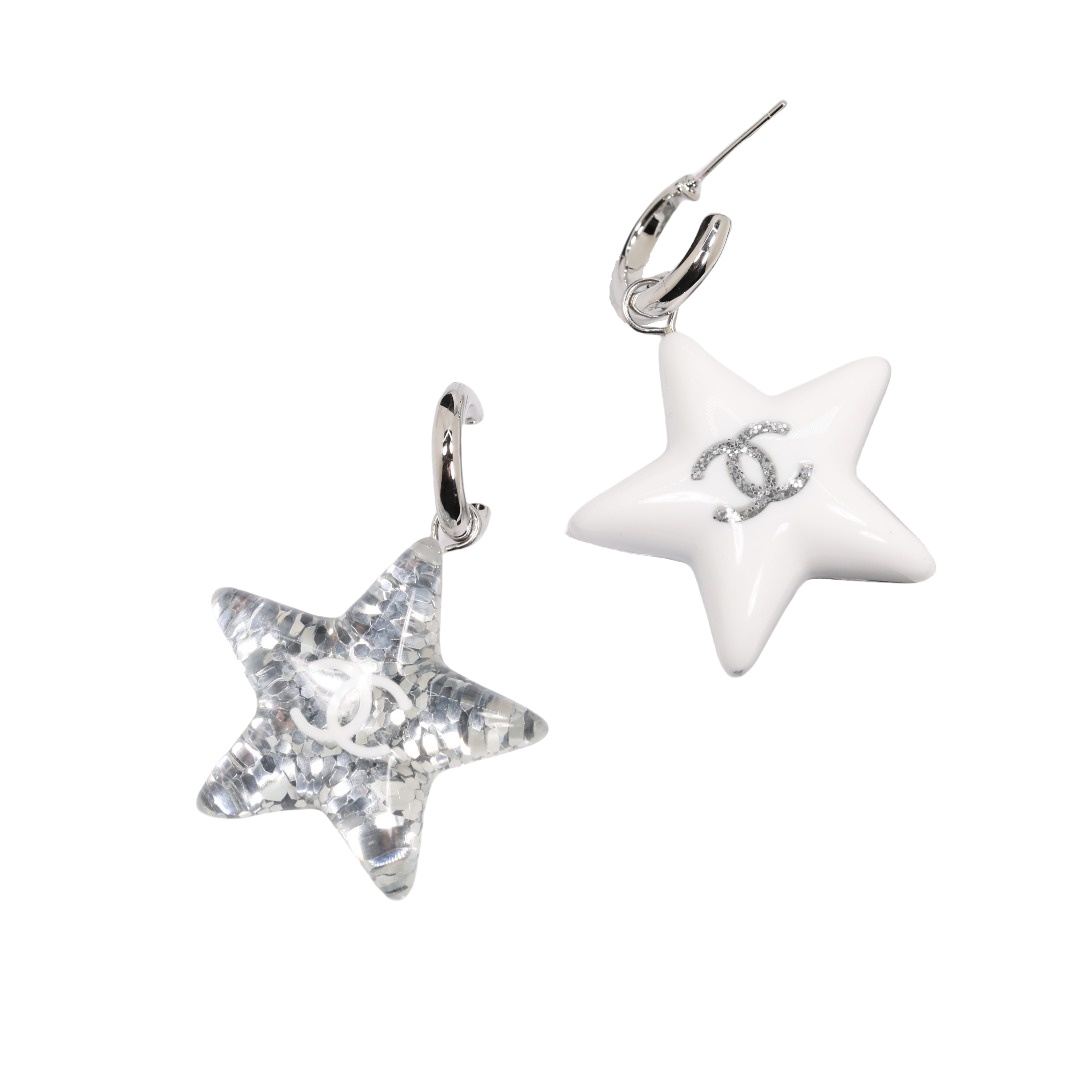 CCE131 Star glitter acrylic pendant cc earrings - ccjewelryacc