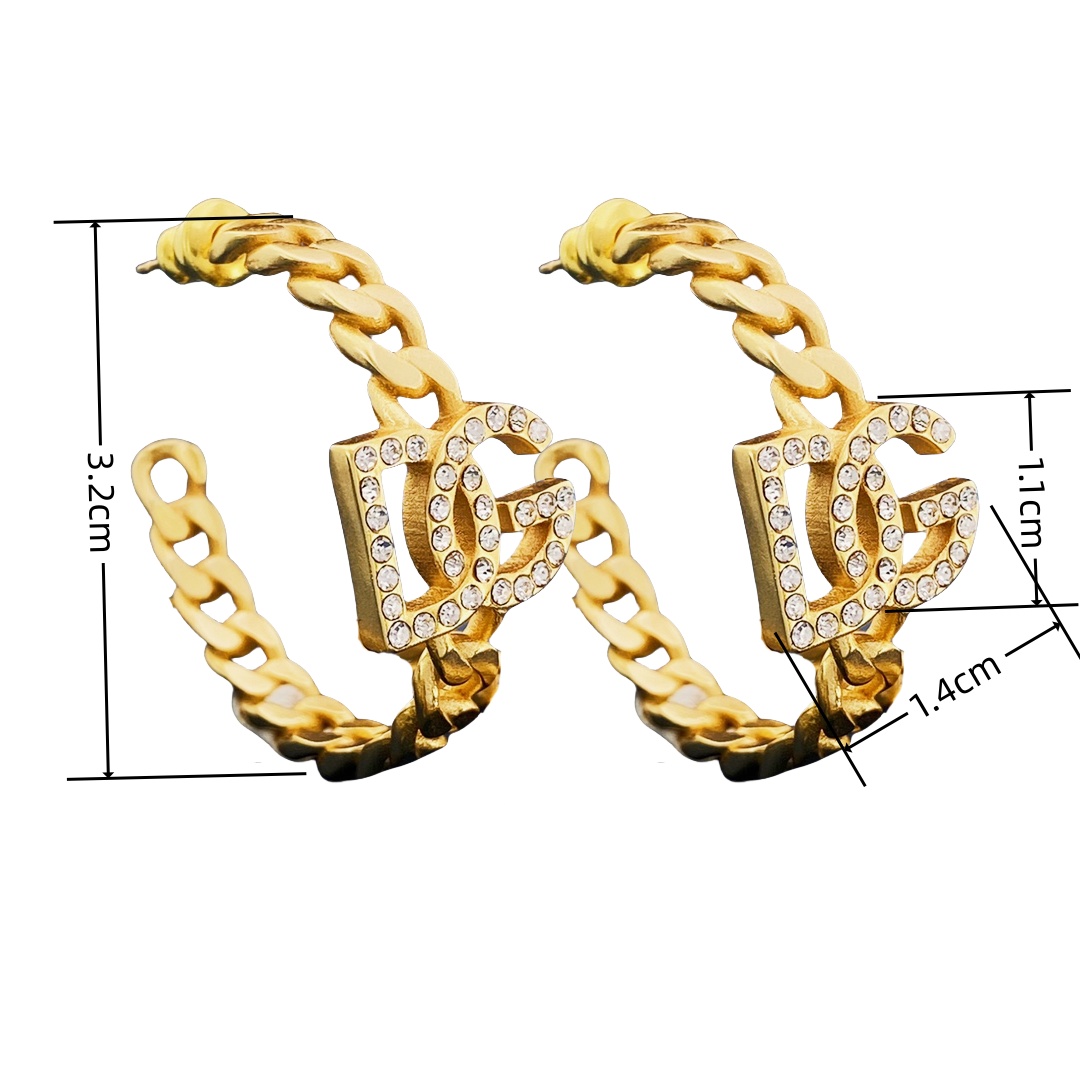 DGE047 Dolce gabbana Hoop earrings in metal and crytal - ccjewelryacc