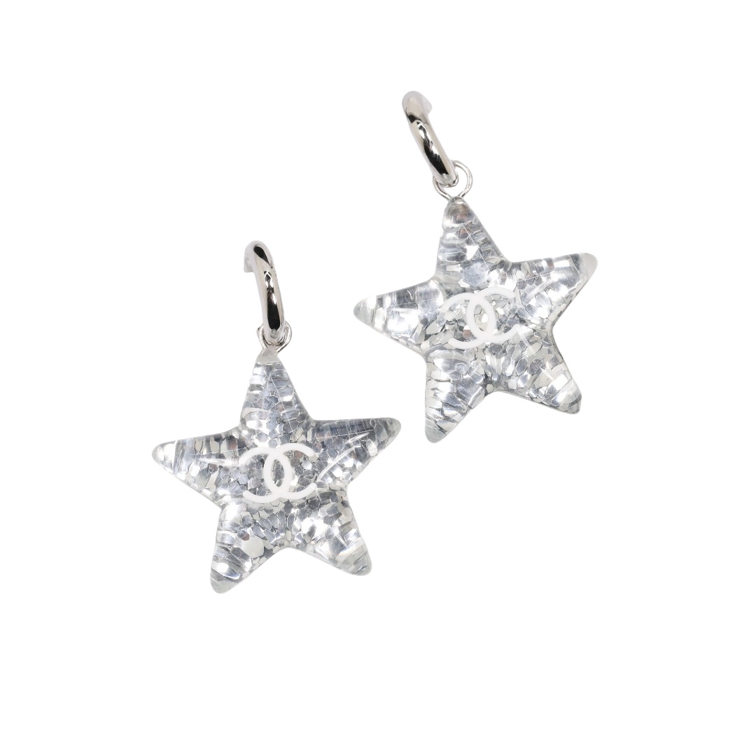 CCE131 Star glitter acrylic pendant cc earrings - ccjewelryacc
