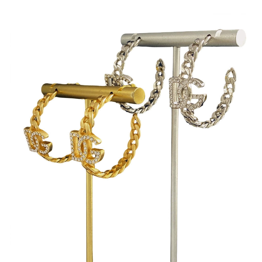 DGE047 Dolce gabbana Hoop earrings in metal and crytal - ccjewelryacc