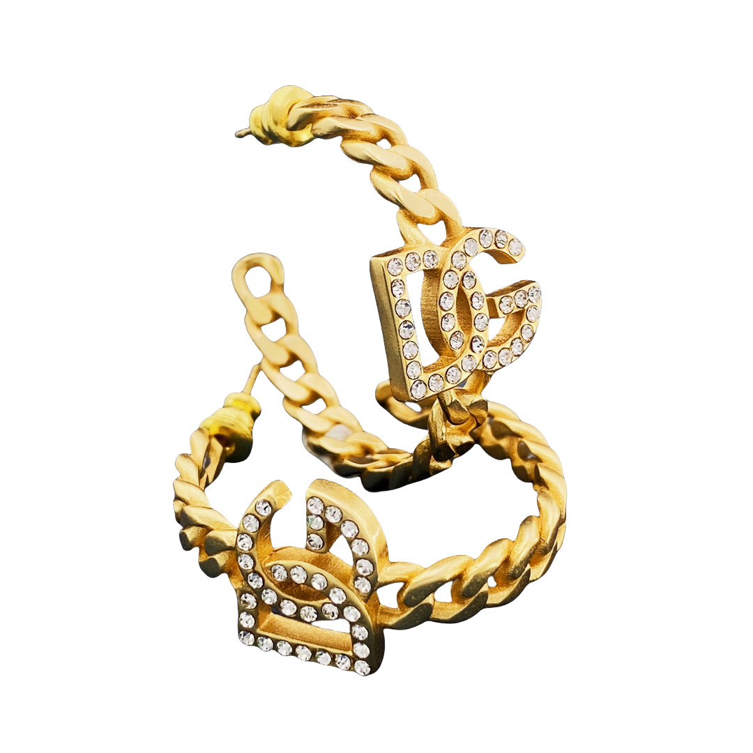 DGE047 Dolce gabbana Hoop earrings in metal and crytal - ccjewelryacc