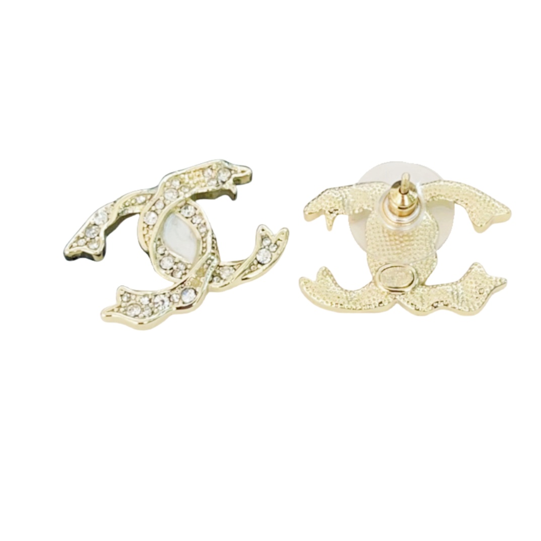 CCE128 CC Logo earring in metal and crystal - ccjewelryacc
