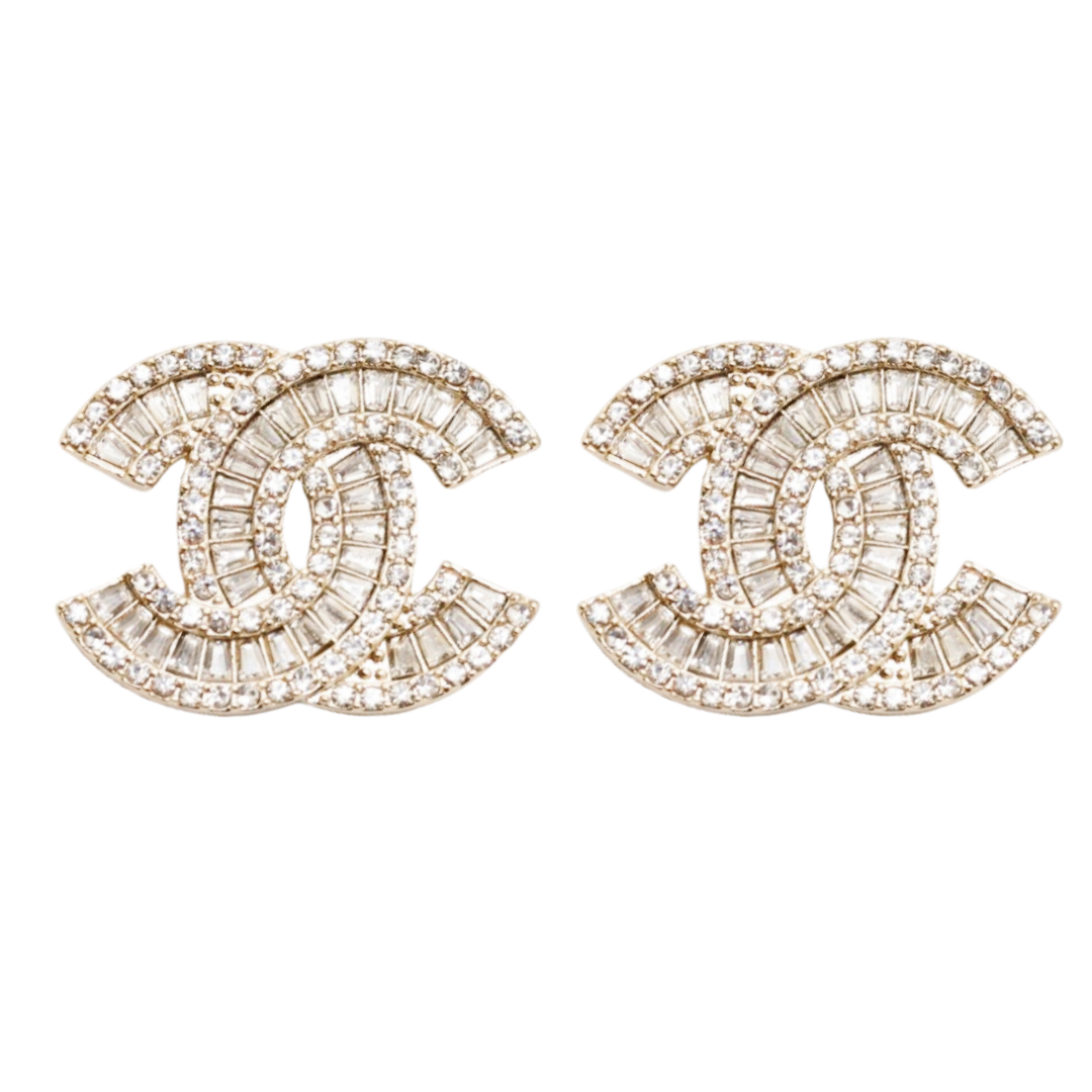CCE455 Swarovski crystal cc logo earrings - ccjewelryacc