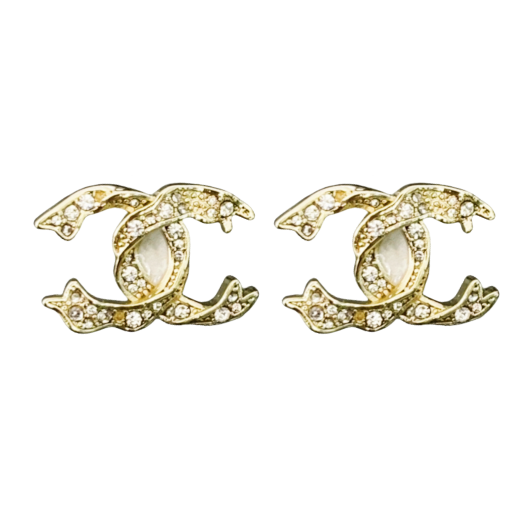 CCE128 CC Logo earring in metal and crystal - ccjewelryacc