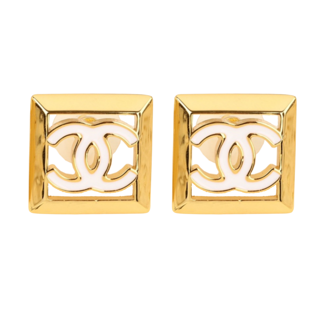 CCE751 24A enamel Square CC earrings - ccjewelryacc