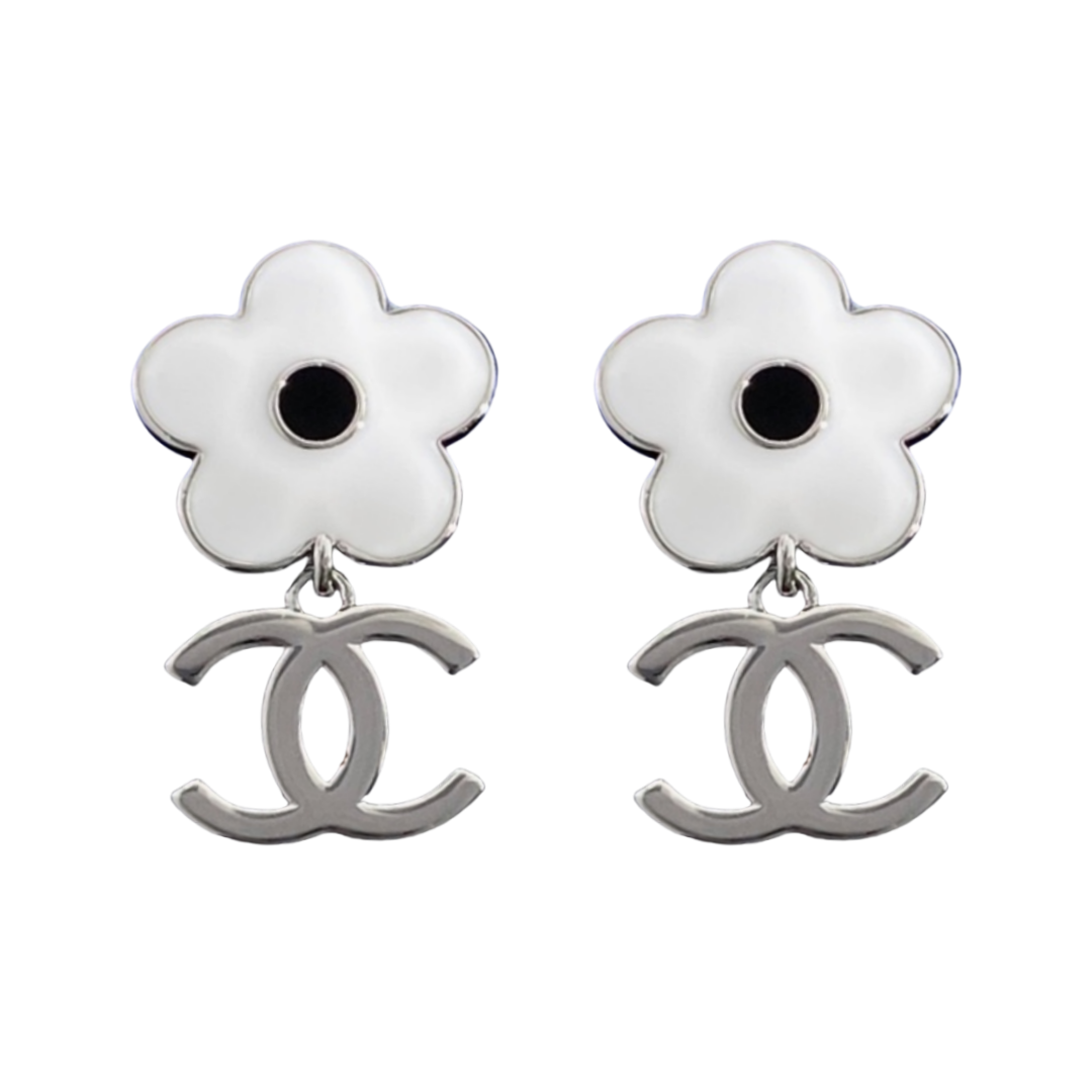 CCE711 Metal Flower and cc drop earrings - ccjewelryacc
